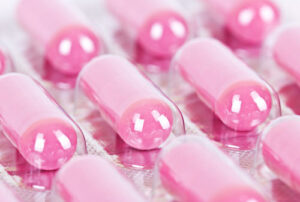Pink pills in a blister pack