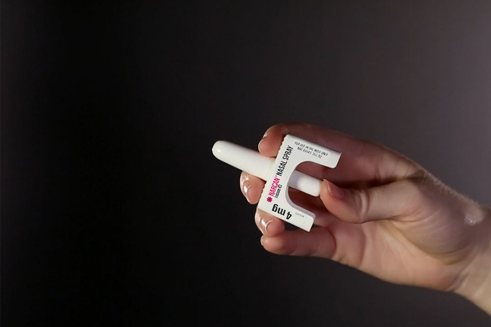 Narcan in a hand